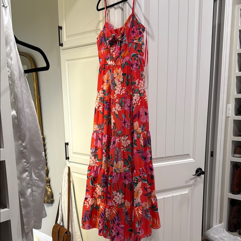 Eliza J Floral Red Maxi Dress